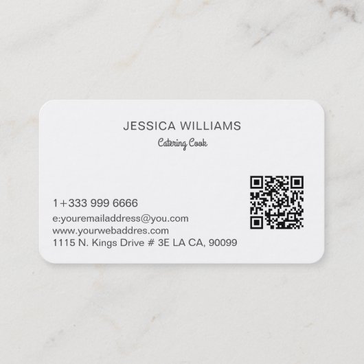 Gepersonaliseerde catering bedrijf visitekaartje (Achterkant)
