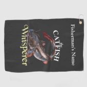 Gepersonaliseerde Catfish Whisperer donkere Gevist Golfhanddoek (Horizontaal)