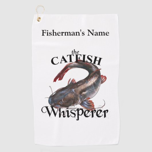 Gepersonaliseerde Catfish Whisperer Light Gevist h Golfhanddoek (Voorkant)