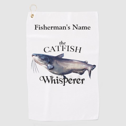 Gepersonaliseerde Catfish Whisperer Light Gevist h Golfhanddoek (Voorkant)