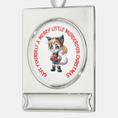 Gepersonaliseerde Catley Quinn Moorddadige Kerstmi Verzilverd Banner Ornament (Links)