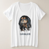 Gepersonaliseerde Cavalier King Charles Spaniel Grote Maat T-shirt (Design voorkant)