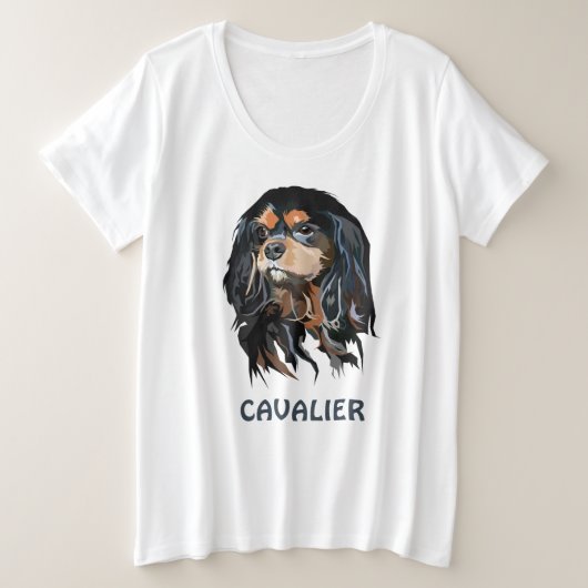 Gepersonaliseerde Cavalier King Charles Spaniel Grote Maat T-shirt (Design voorkant)