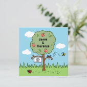 Gepersonaliseerde Celebration Tree Huwelijksuitnod (Staand voorkant)