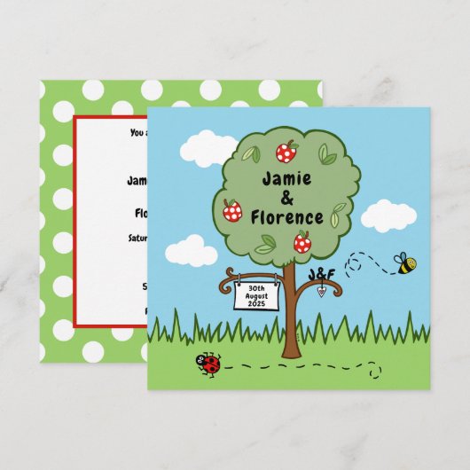 Gepersonaliseerde Celebration Tree Huwelijksuitnod (Voorkant / Achterkant)