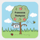 Gepersonaliseerde Celebration Tree Kind Vierkante Sticker (Voorkant)