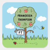 Gepersonaliseerde Celebration Tree Kind Vierkante Sticker (Voorkant)