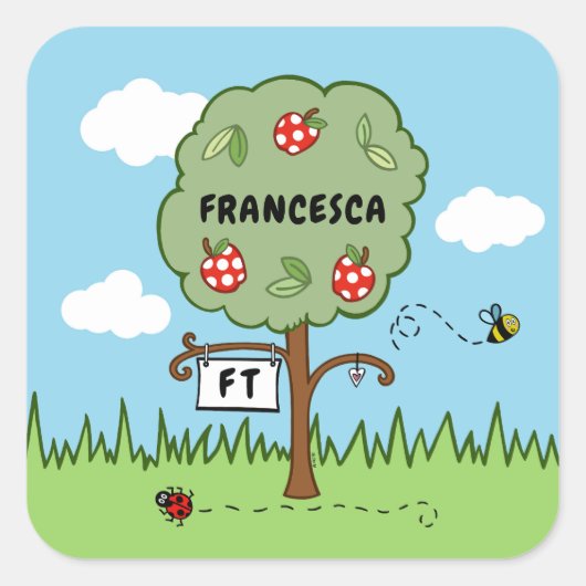 Gepersonaliseerde Celebration Tree Kind Vierkante Sticker (Voorkant)