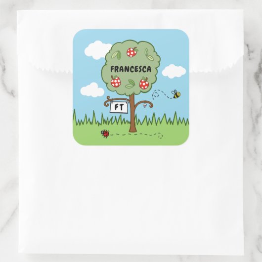 Gepersonaliseerde Celebration Tree Kind Vierkante Sticker (Tas)