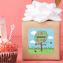 Gepersonaliseerde Celebration Tree Kind Vierkante Sticker