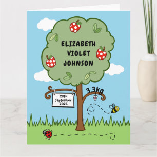 Gepersonaliseerde Celebration Tree Pasgeboren Nieu Kaart