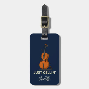 Gepersonaliseerde cello script monogram muzikant bagagelabel