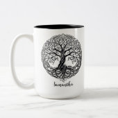 Gepersonaliseerde Celtic Tree Mok, Schotse geschen Tweekleurige Koffiemok (Links)