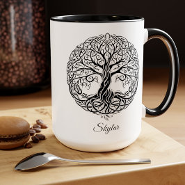Gepersonaliseerde Celtic Tree Mok, Schotse geschen Tweekleurige Koffiemok