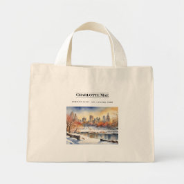 Gepersonaliseerde Central Park Snow Scene Canvas t Mini Tote Bag