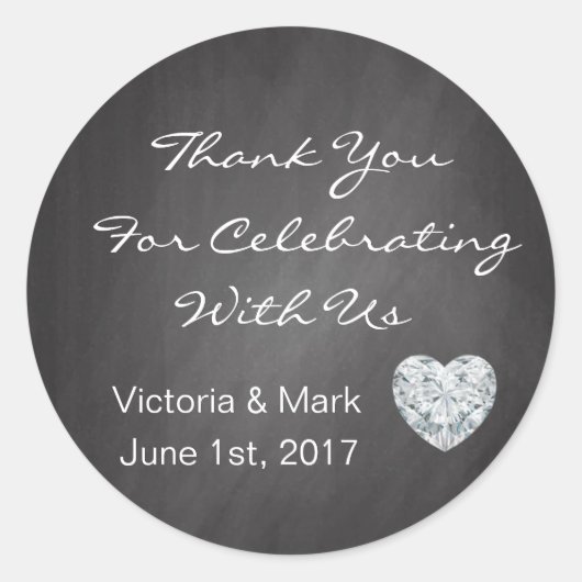 Gepersonaliseerde Chalkboard Heart Wedding Favors Ronde Sticker (Voorkant)