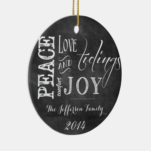 Gepersonaliseerde Chalkboard Woorden Familie Ornam Keramisch Ornament (Rechts)