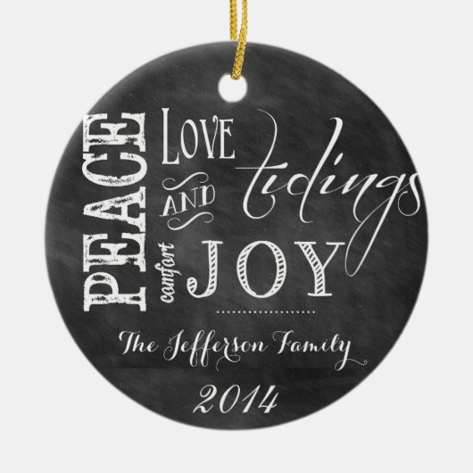 Gepersonaliseerde Chalkboard Woorden Familie Ornam Keramisch Ornament (Voorkant)
