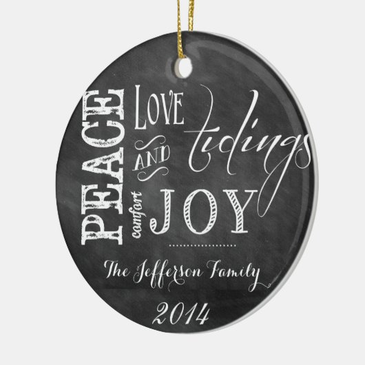 Gepersonaliseerde Chalkboard Woorden Familie Ornam Keramisch Ornament (Links)