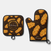 Gepersonaliseerde Challah Baker Oven Mitt & Pothou Ovenwant & Pannenlap Set (Voorkant)