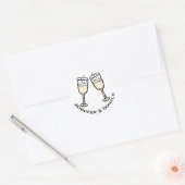 Gepersonaliseerde Champagne Glas Zwart & Wit Bruil Ronde Sticker (Envelop)
