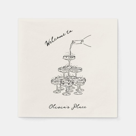 Gepersonaliseerde  Champagne Housewarming Party Servet (Voorkant)