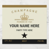 Gepersonaliseerde Champagne Label Sjabloon Sparkling Wijnetiket (Enkel label)