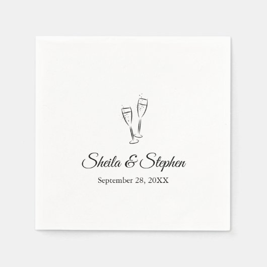 Gepersonaliseerde Champagne Toast Trouwpapier Servet (Voorkant)