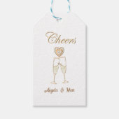 Gepersonaliseerde champagneglazen en harten cadeaulabel (Voorkant)