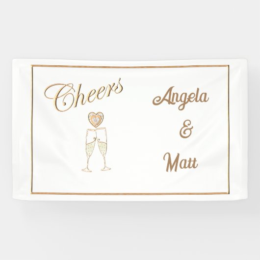 Gepersonaliseerde champagneglazen en harten spandoek (Horizontaal)