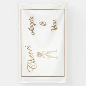 Gepersonaliseerde champagneglazen en harten spandoek (Verticaal)