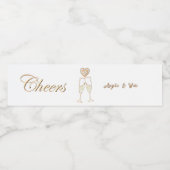 Gepersonaliseerde champagneglazen en harten waterfles etiket (Enkel label)