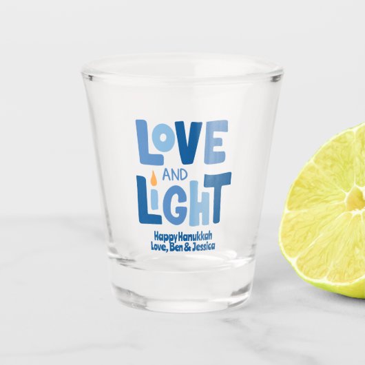 Gepersonaliseerde Chanoeka Love & Light Shot Glass Glas (Voorkant)