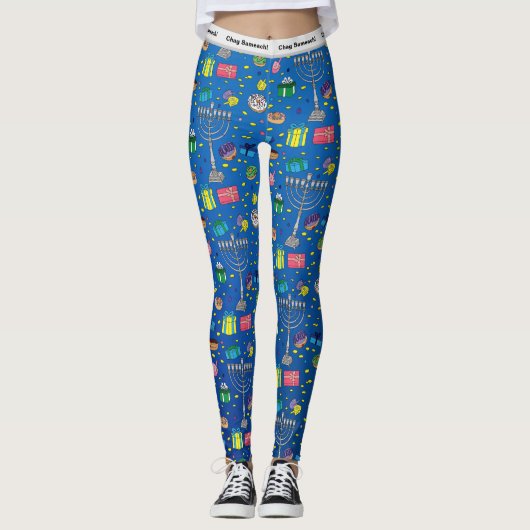 Gepersonaliseerde Chanoeka Pattern Leggings (Voorkant)
