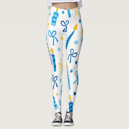 Gepersonaliseerde Chanoeka Pattern Schattigee Work Leggings (Voorkant)