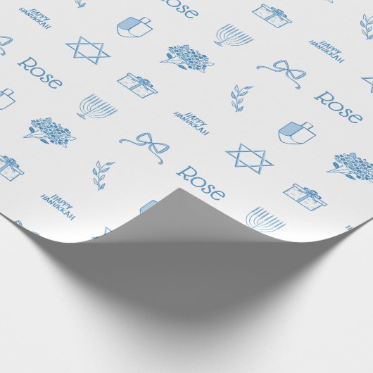 Gepersonaliseerde Chanoeka Preppy Sweet Cadeaupapier (Hoek)