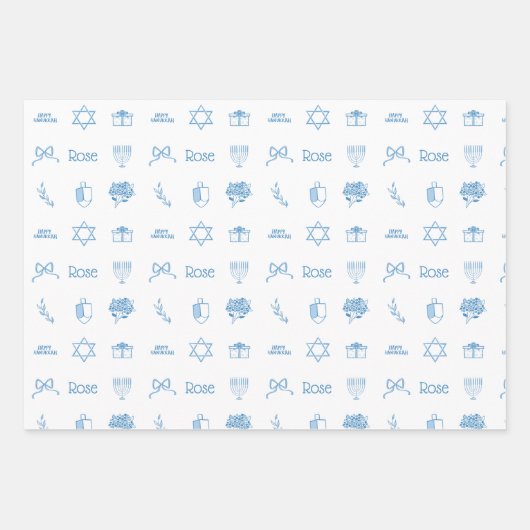 Gepersonaliseerde Chanoeka Preppy Sweet Inpakpapier Vel (Voorkant 2)