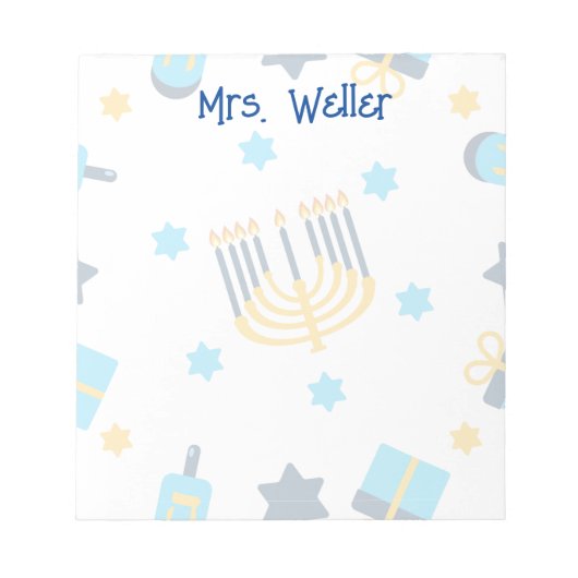 Gepersonaliseerde Chanoeka thema Notitieblok (Voorkant)