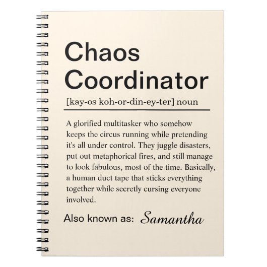 Gepersonaliseerde Chaos Coördinator Definitie Notitieboek (Voorkant)