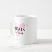 Gepersonaliseerde Chaos Coordinator Roze Koffie Mo Koffiemok (Voorkant links)