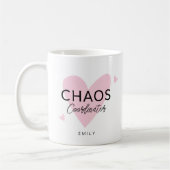 Gepersonaliseerde Chaos Coordinator Roze Koffie Mo Koffiemok (Links)