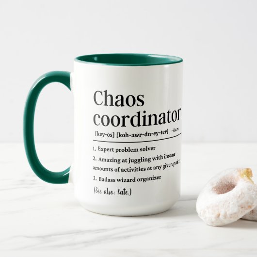 Gepersonaliseerde Chaos-coördinatordefinitie Mok (Met donut)