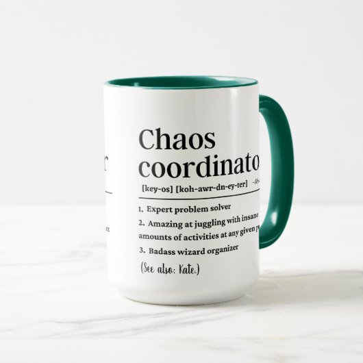 Gepersonaliseerde Chaos-coördinatordefinitie Mok (Voorkant rechts)