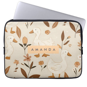 Gepersonaliseerde Charmante Boerderij Eenden Patro Laptop Sleeve