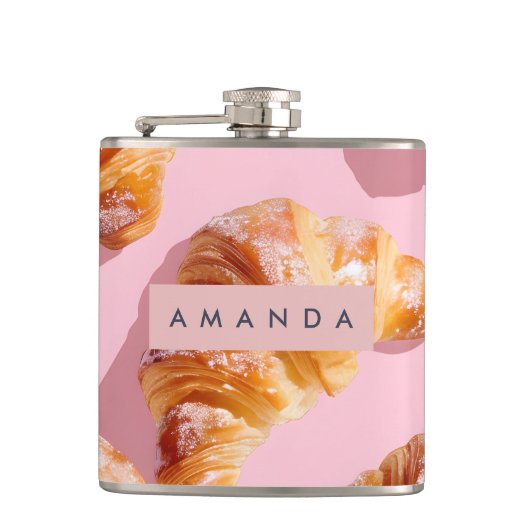 Gepersonaliseerde charmante croissantdelight heupfles (Voorkant)
