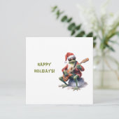 Gepersonaliseerde charmante grappige kerst kikker  feestdagenkaart (Staand voorkant)