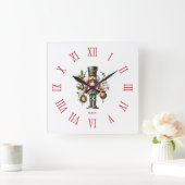 Gepersonaliseerde Charmante Kerstnotenkraker Vierkante Klok (Huis)