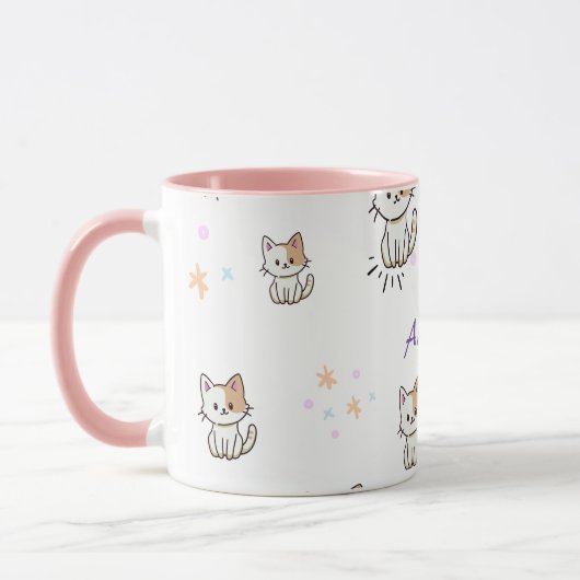 Gepersonaliseerde charmante Mok met een kattenthem (Links)