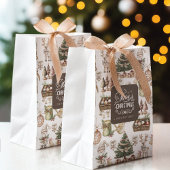 Gepersonaliseerde Charmante Winter Scene Medium Cadeauzakje