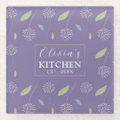 Gepersonaliseerde Charming Floral Wallpaper Glazen Onderzetter (Voorkant)